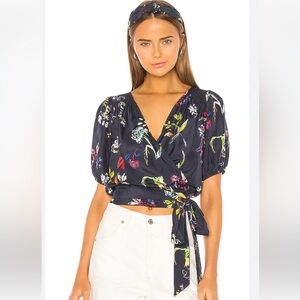 Tanya Taylor Leiria Blouse in Pencil Floral & Navy